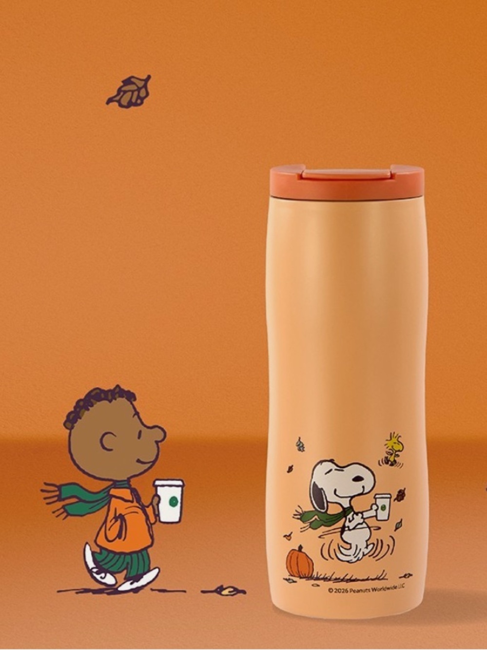 Peanuts Snoopy Orange & Peach Travel Tumbler